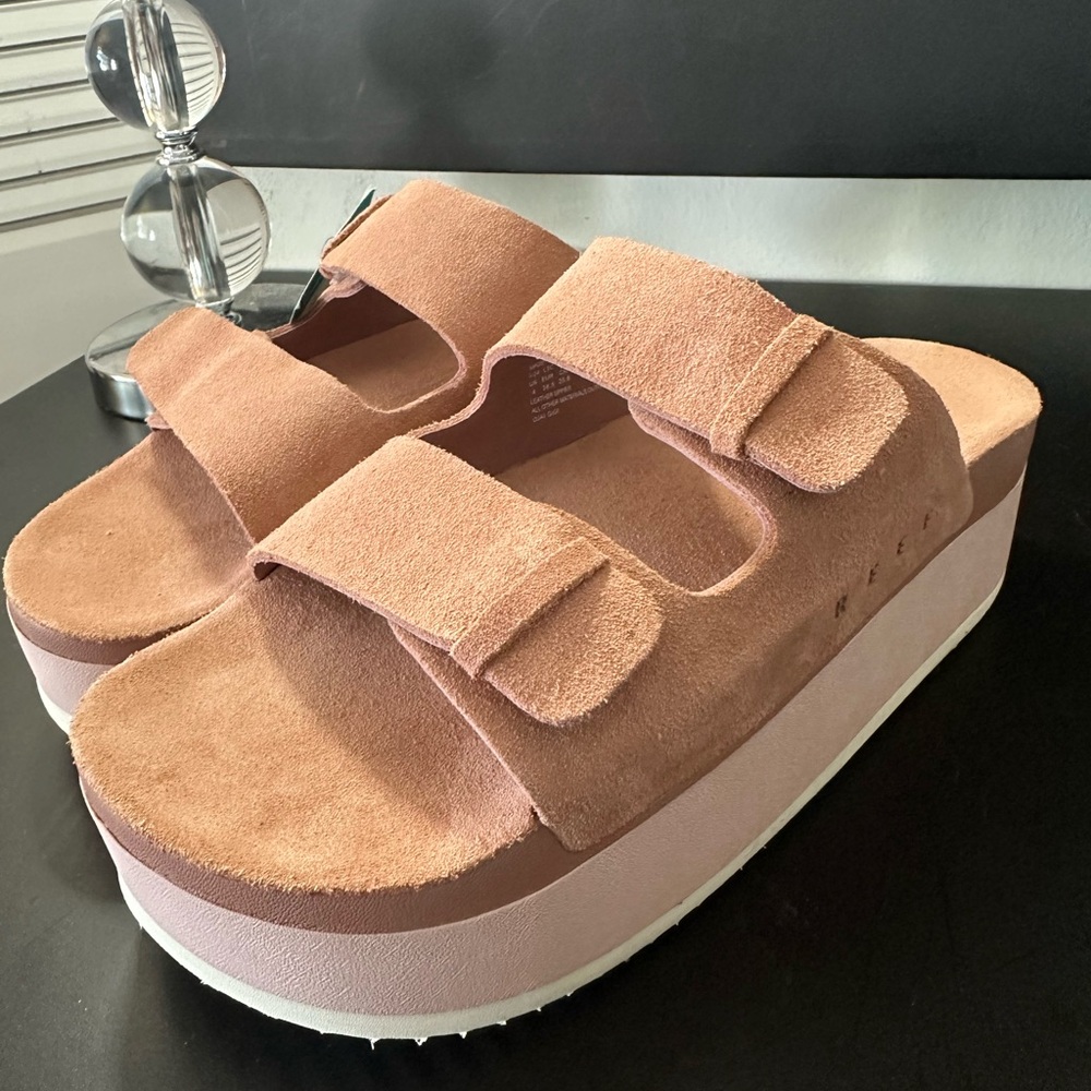 Reef Women's Platform Sandals in Dusty Pink Suede